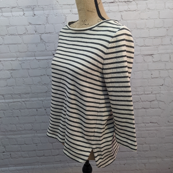Loft Striped Sweater with Zipper on Back Medium - Picture 4 of 6